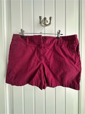 Ann Taylor Burgundy Cotton Bermuda Shorts
